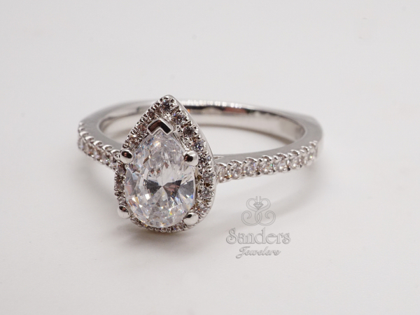 Pear Halo Diamond Engagement Ring by Valina